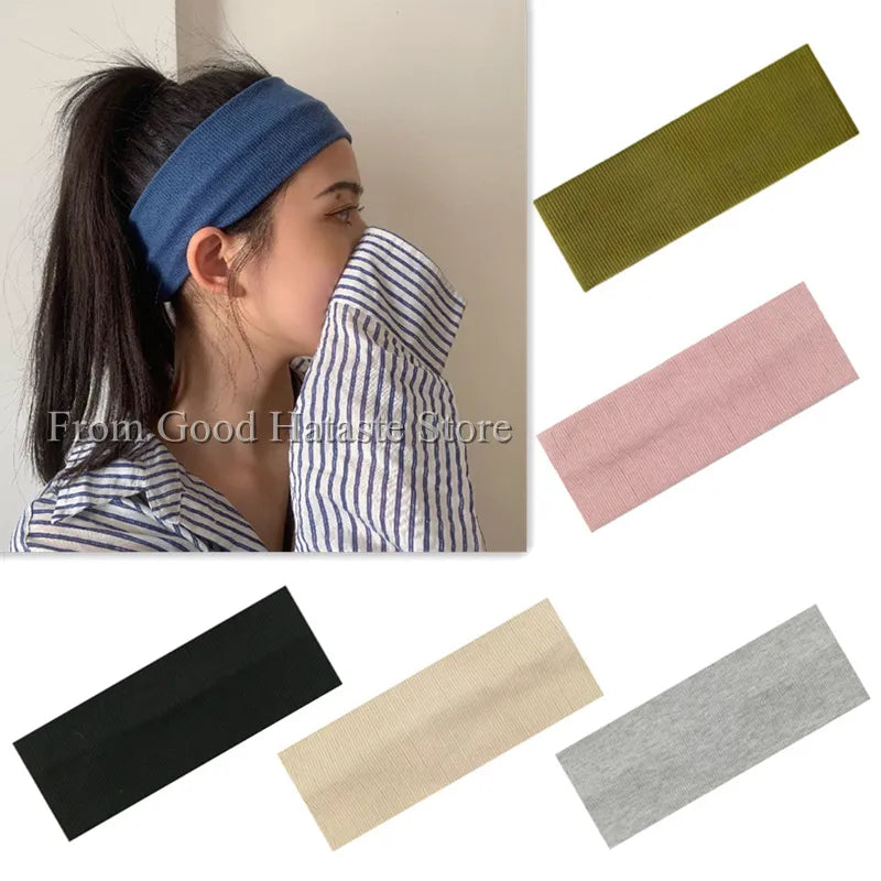 New Girls' Candy Color Knitted Hair Band Yoga Exercise Sweat-absorbing Headband Thread Cotton Face Wash Makeup Hair Bands